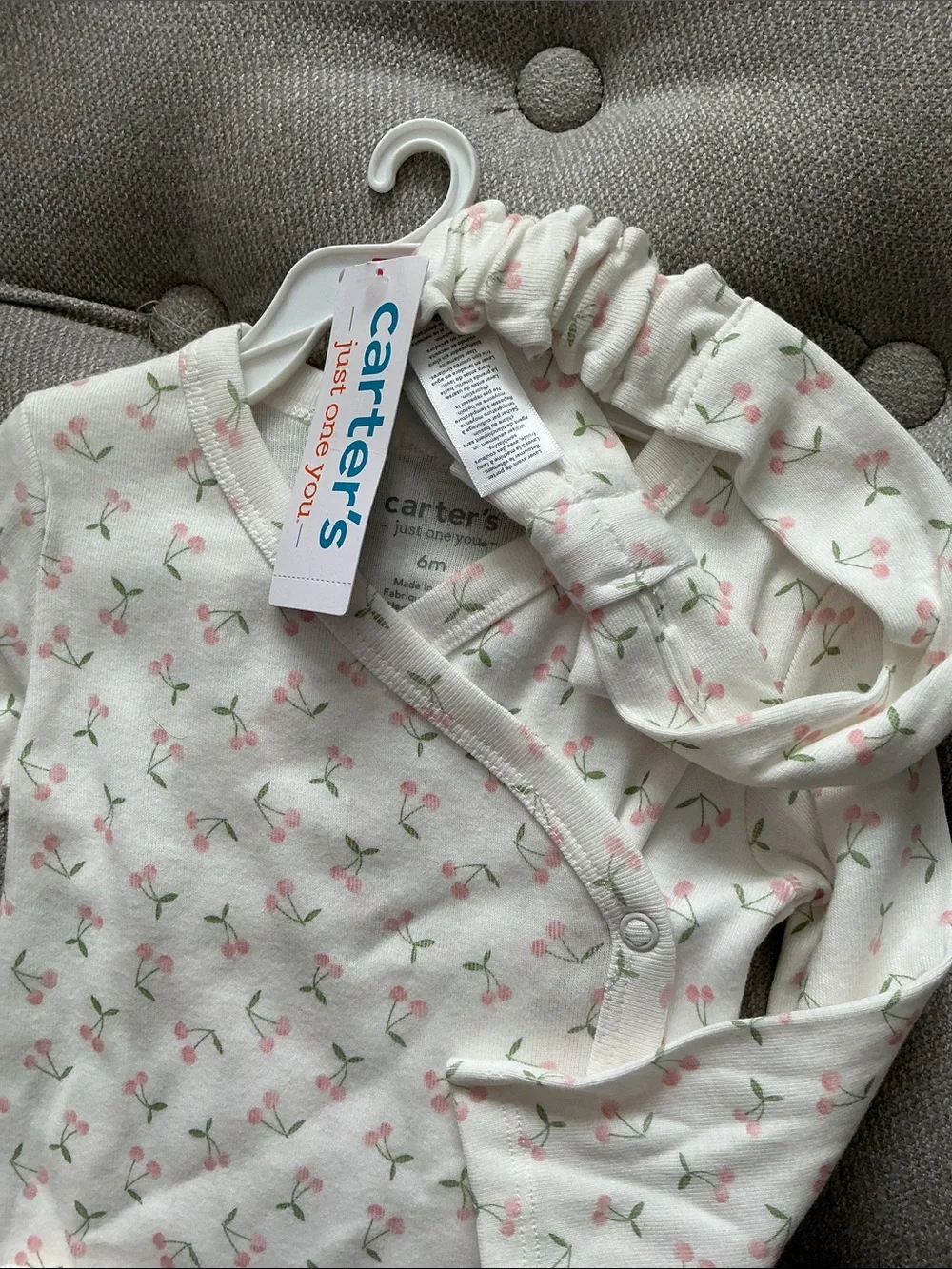 Carter's Cream and Pink Floral Infant Pajama Set